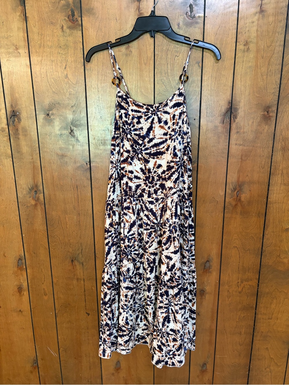 MAX & ASH Sleeveless Tie-Dye Print Maxi Dress in Navy, Rust, Cream